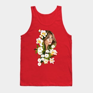 BELIA Illustration Woman with White Flowers Tank Top